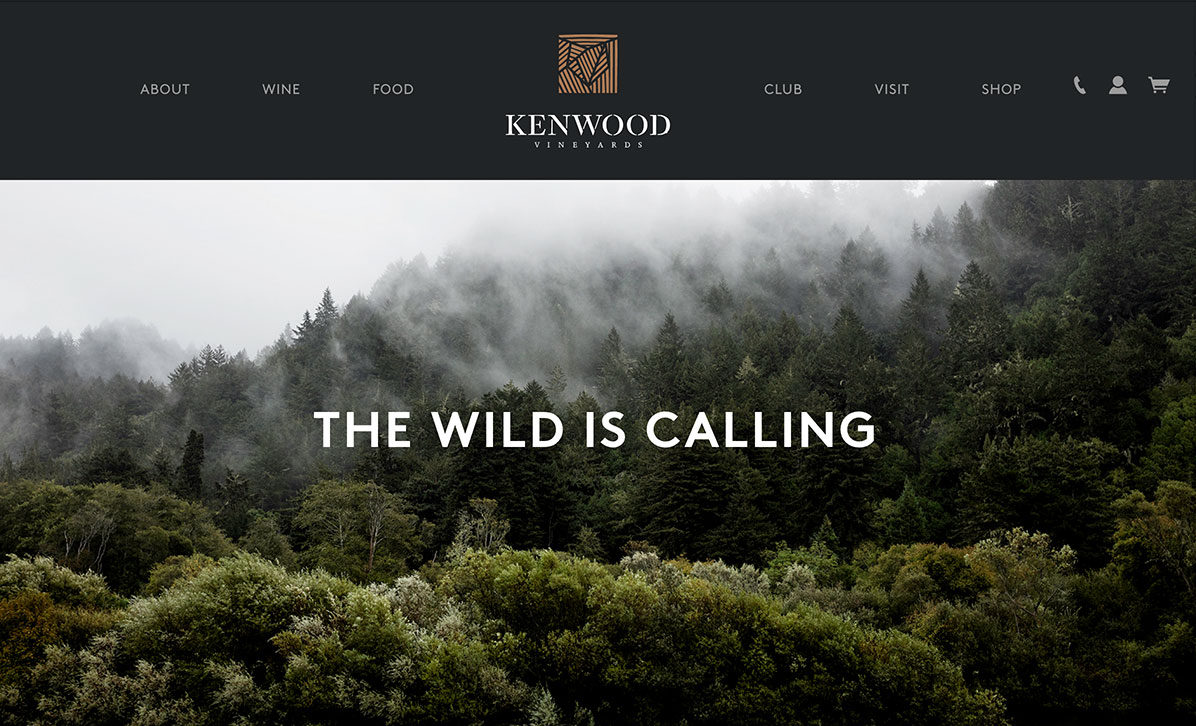 A screenshot of Kenwood Vineyards's winery website