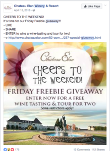 An example of a "date for two" style Facebook contest