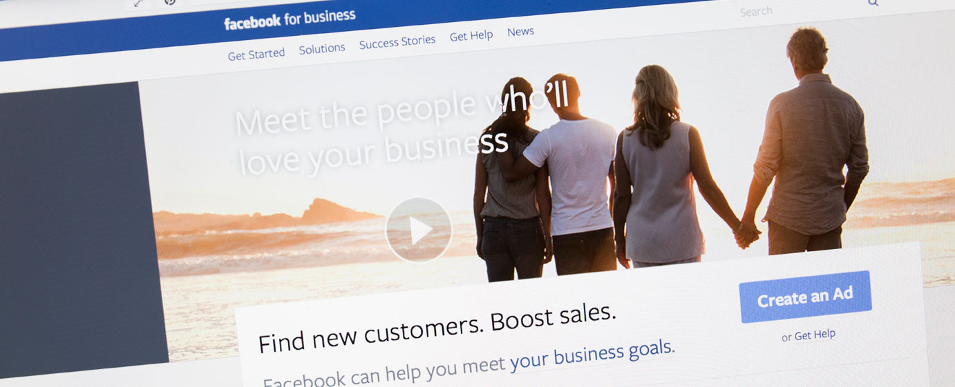 Screenshot of the Facebook For Business landing page