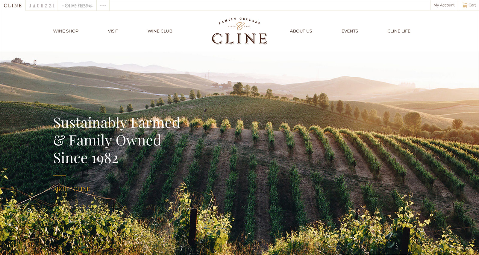 The home page for Cline Cellars