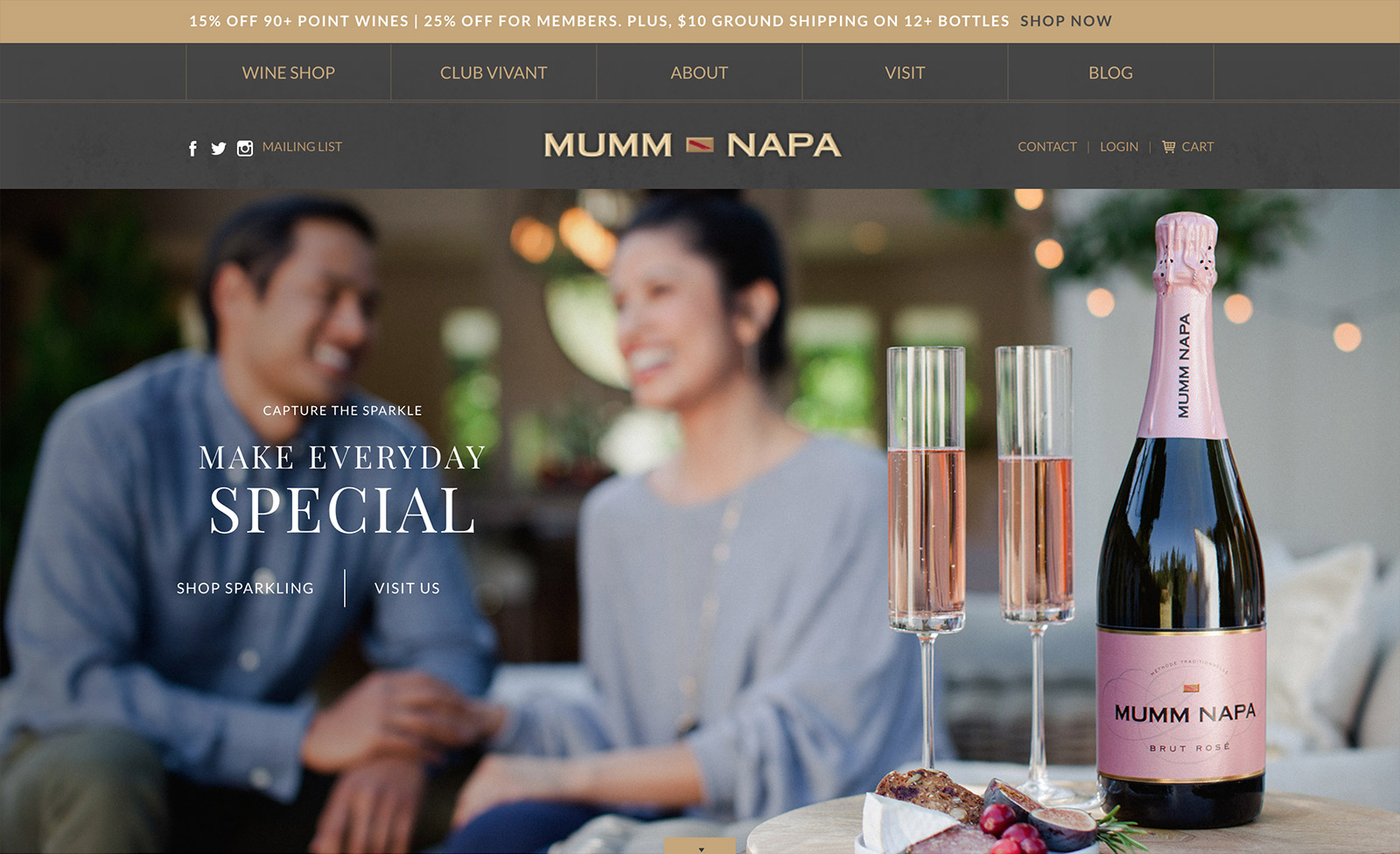 The website for Mumm Napa